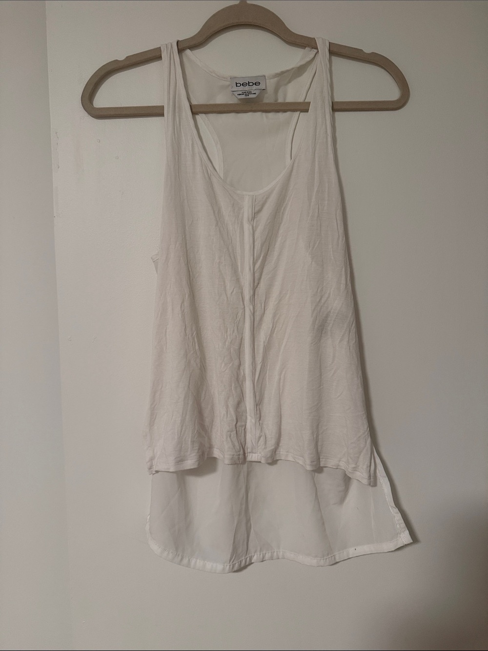 bebe Cream Layered Chiffon Back Tank